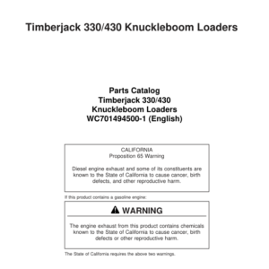 Timberjack 330, 430, 330A, 430A Knuckleboom Loader (SN CE1115-) Parts Catalog Manual - Image 1