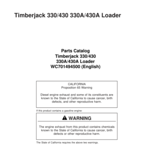 Timberjack 330, 430 Knuckleboom Loader (SN CE1115-) Parts Catalog Manual - Image 1