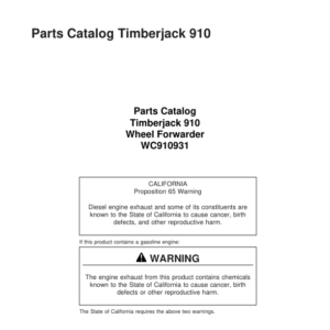 Timberjack 910 Forwarders (SN 910931 & Up) Parts Catalog Manual - Image 1