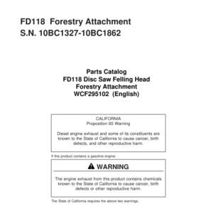 John Deere FD118 Dtt Disc Saw Felling Heads (SN 10BC1327-10BC1862) Parts Catalog Manual - Image 1