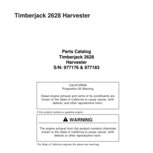 John Deere 2628 Tracked Feller Bunchers Parts Catalog Manual - WCSCR3002 - Image 1