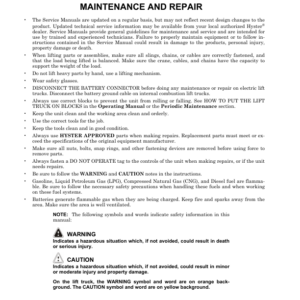 Hyster H135FT, H155FT Forklift Trucks L006 Series Repair Manual - Image 1