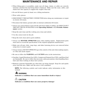 Hyster H30H, H40H, H50H, H60H Forklift Truck D003 Series Repair Manual (USA) - Image 1