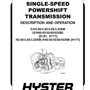 Hyster H45XM, H50XM, H55XM, H60XM, H65XM Forklift Truck K177 Series Repair Manual (USA) - Image 1