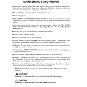 Hyster H6.00XL, H7.00XL Diesel & LPG Forklift Truck G006 Series Repair Manual (EU) - Image 1