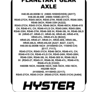 Hyster RS45-27CH, RS45-31CH Reach Stacker A404 Series Repair Manual - Image 1