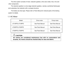 Utilev UT30-35PFE Forklift A392 Series Repair Manual - Image 3