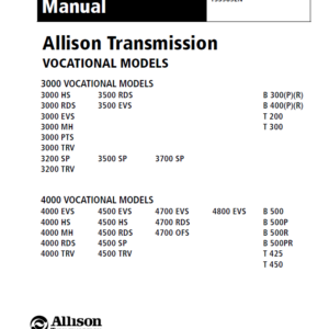 Allison 3000 and 4000 Series Transmission Parts & Repair Manual