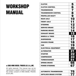 Hino Truck FD2J, FE2J, SG1J Year 2003 Repair Manual (FD, FE, SG) - Image 3