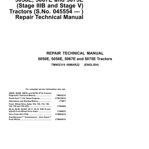 John Deere 5050E (Stage IIIA), 5050E, 5058E, 5067E, 5075E (Stage IIIB, Stage V) Tractors Repair Manual (045554-) - Image 2