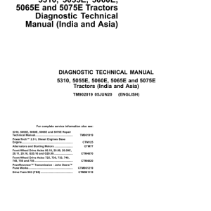 John Deere 5055E, 5060E, 5065E, 5075E Tractors Repair Manual (Asia, India) - Image 2