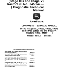 John Deere 5050E (Stage IIIA), 5050E, 5058E, 5067E, 5075E (Stage IIIB, Stage V) Tractors Repair Manual (045554-)