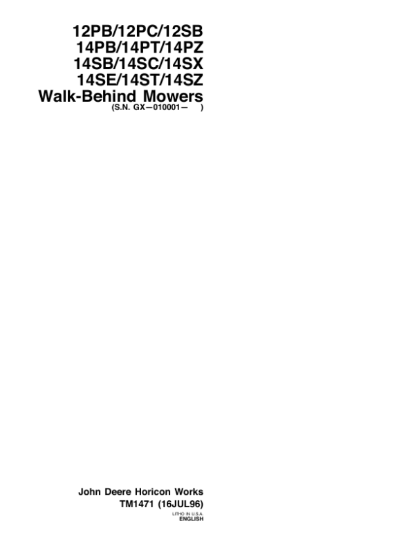 John Deere Jx75 Carburetor John Deere 12PB, 12PC, 12SB, 14PB, 14PT, 14PZ, 14SB, 14SC, 14SX, 14SE John Deere 14sb Parts
