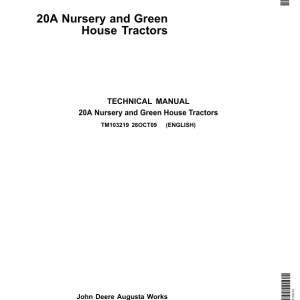 John Deere 20A Nusery and Green House Tractors Repair Manual TM103219