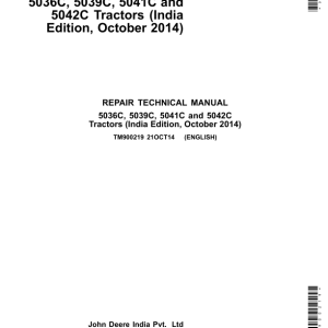 John Deere 5036C, 5039C, 5041C, 5042C Tractors Repair Manual (India)