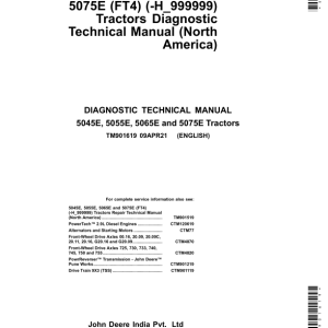 John Deere 5045E, 5055E, 5065E, 5075E (FT4) Tractors Repair Manual (N.A - MY14-MY17) - Image 2