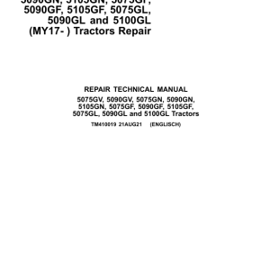 John Deere 5075GV, 5075GN, 5075GF, 5075GL Tractors Repair Manual (MY17-19, F5D-IT4 Engine)