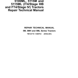 John Deere 5075M (FT4 - Stage V) Tractors Repair Manual (N.A)