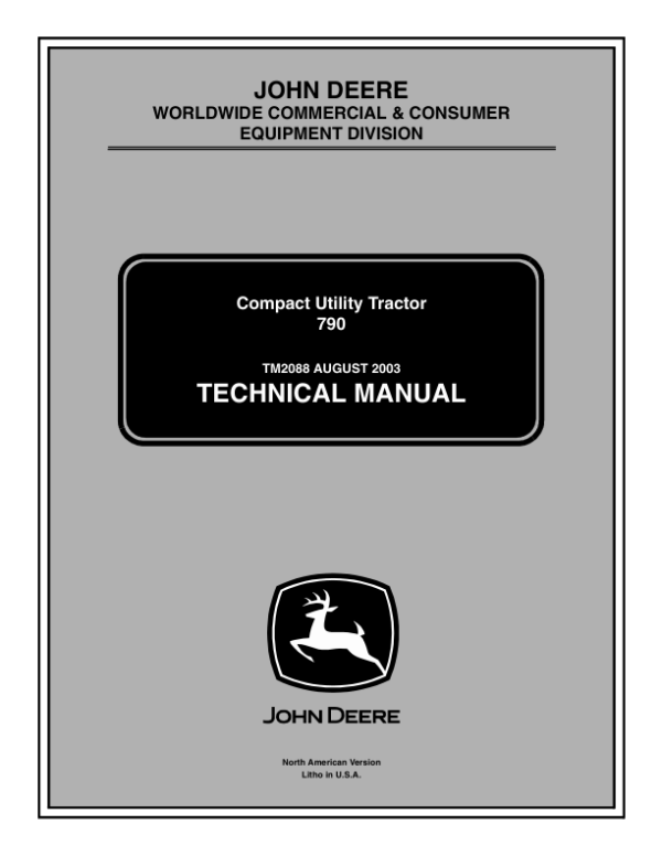 John Deere 790 Compact Utility Tractor Repair Manual TM2088