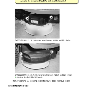 John Deere X115R, X135R, X155R, 92H, 107H Lawn Tractors Repair Manual (TM113419) - Image 4