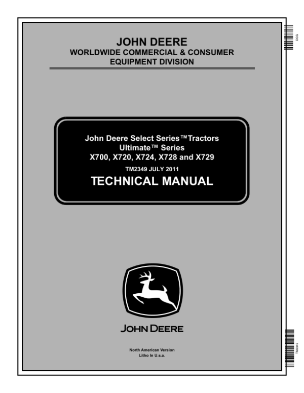 John Deere X700, X720, X724, X728, X729 Lawn Tractors Repair Manual TM2349