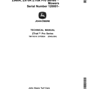 John Deere Z920R, Z930R, Z950R, Z960R, Z970R Mower Service Repair Manual