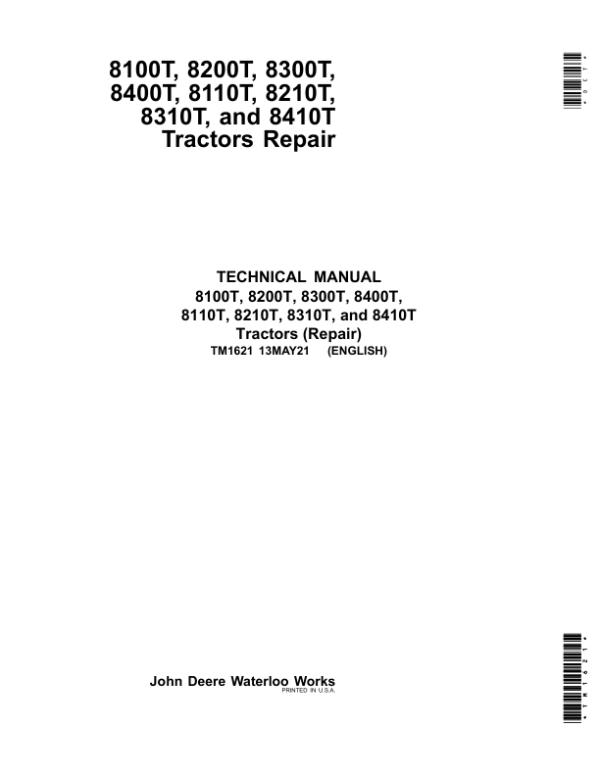 John Deere 8100T, 8200T, 8300T, 8400T Tractors Repair Manual (SN 010001-)