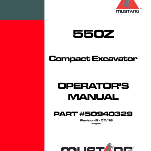 Gehl Z55, Mustang 550Z Compact Excavator Repair Service Manual - Image 5