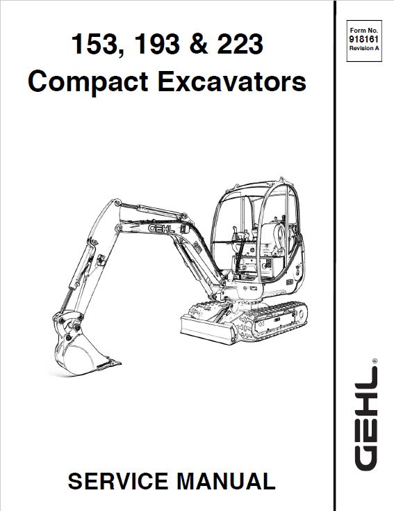 Gehl GE 153, GE 193, GE 223 Excavator Repair Service Manual