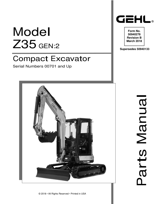 Gehl Z35 Gen 2, Mustang 350Z Nxt 2 Compact Excavator Repair