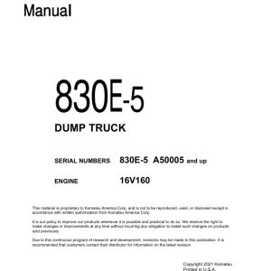 Komatsu 830E-5 Dump Truck Service Repair Manual