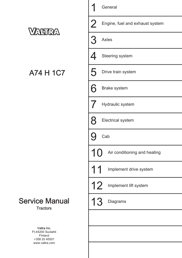 Valtra A74 H 1C7 Tractor Service Repair Manual