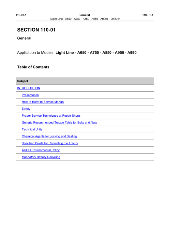 Valtra A650, A750, A850, A950, A990 Tractors Repair Manual