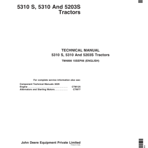 John Deere 5310, 5310S, 5203S Tractors Service Repair Manual (India - MY2005 - MY2013) - Image 3