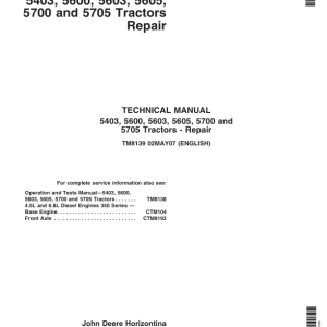 John Deere 5403, 5600, 5603, 5605, 5700, 5705 Tractors Repair Manual (South America) - Image 3