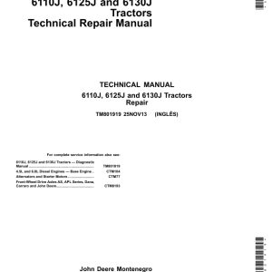 John Deere 6100J (-002167), 6110J (000001-599999), 6125J (-500001) Tractors Repair Manual - Image 5