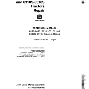 John Deere 6110, 6210, 6310, 6410 Tractors Service Repair Manual