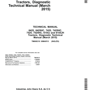 John Deere 6155J, 6155JH, 6425, 6425HC, 7425, 7425HC, 7525, 7525HC Tractors Repair Manual (Mexico Only) - Image 3