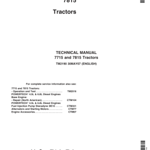 John Deere 7715, 7815 Tractors Service Repair Manual (TM2190 & TM2516)