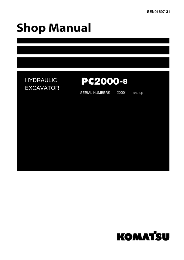 Komatsu PC2000-8 Excavator Service Repair Manual