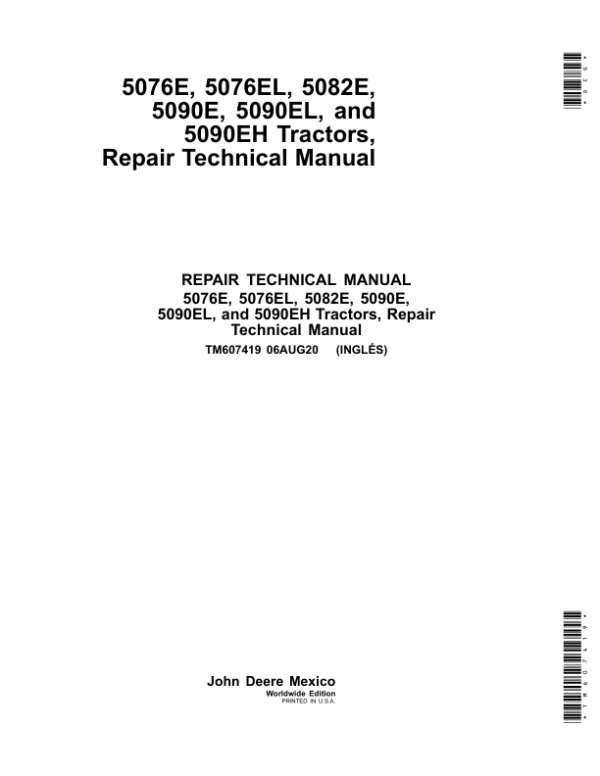 John Deere 5076E 5076EL 5082E 5090E 5090EL, 5090EH Tractors Repair Manual