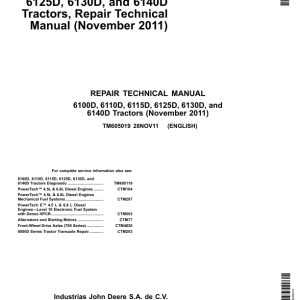 John Deere 6100D, 6110D, 6115D, 6125D, 6130D, 6140D Tractors Repair Manual - Image 2