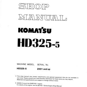 Komatsu HD325-5 Dump Truck Service Repair Manual