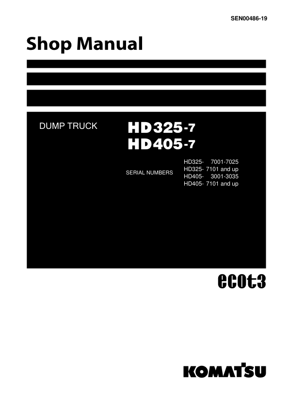 Komatsu HD325-7 Dump Truck Service Repair Manual