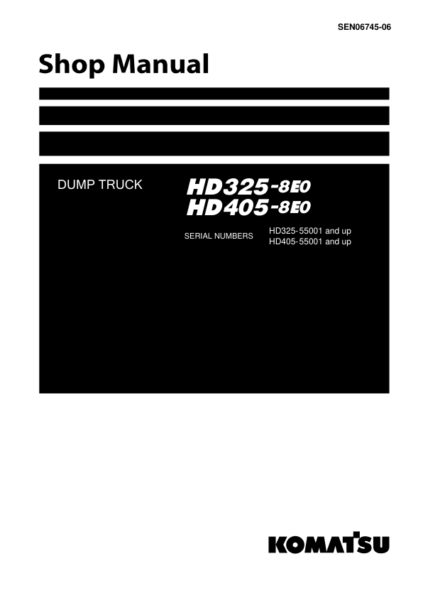 Komatsu HD325-8E0 Dump Truck Service Repair Manual