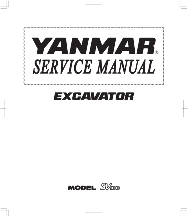 Yanmar SV100 Excavator Service Repair Manual