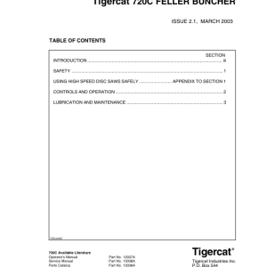 Tigercat 720C Feller Buncher Repair Service Manual (SN 7203001 - 7203499) - Image 5