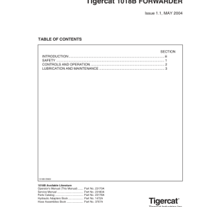 Tigercat 1018B Forwarder Operators Manual