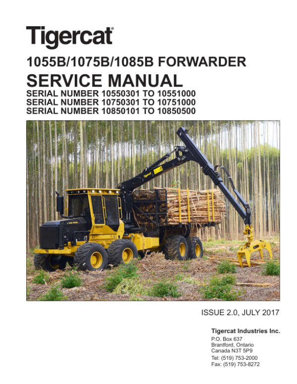 Tigercat 1055B, 1075B, 1085B Forwarder Repair Service Manual