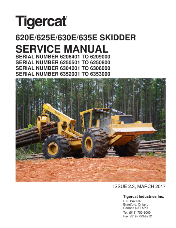 Tigercat 620E, 625E, 630E, 635E Skidder Repair Service Manual